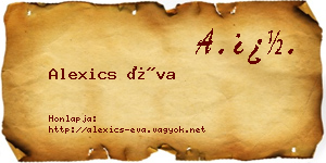 Alexics Éva névjegykártya